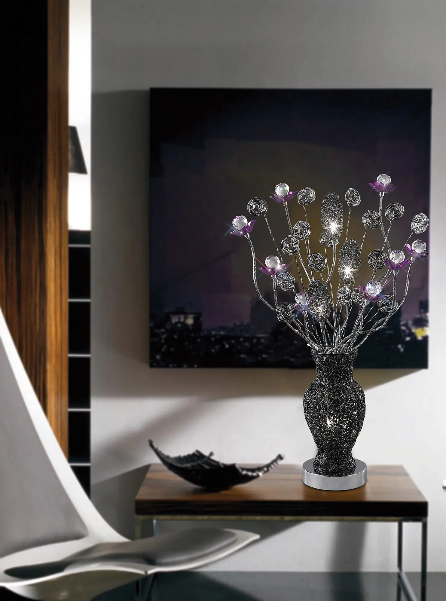 Nevada Aluminium Crystal Table Lamps Diyas Home Armed Table Lamps